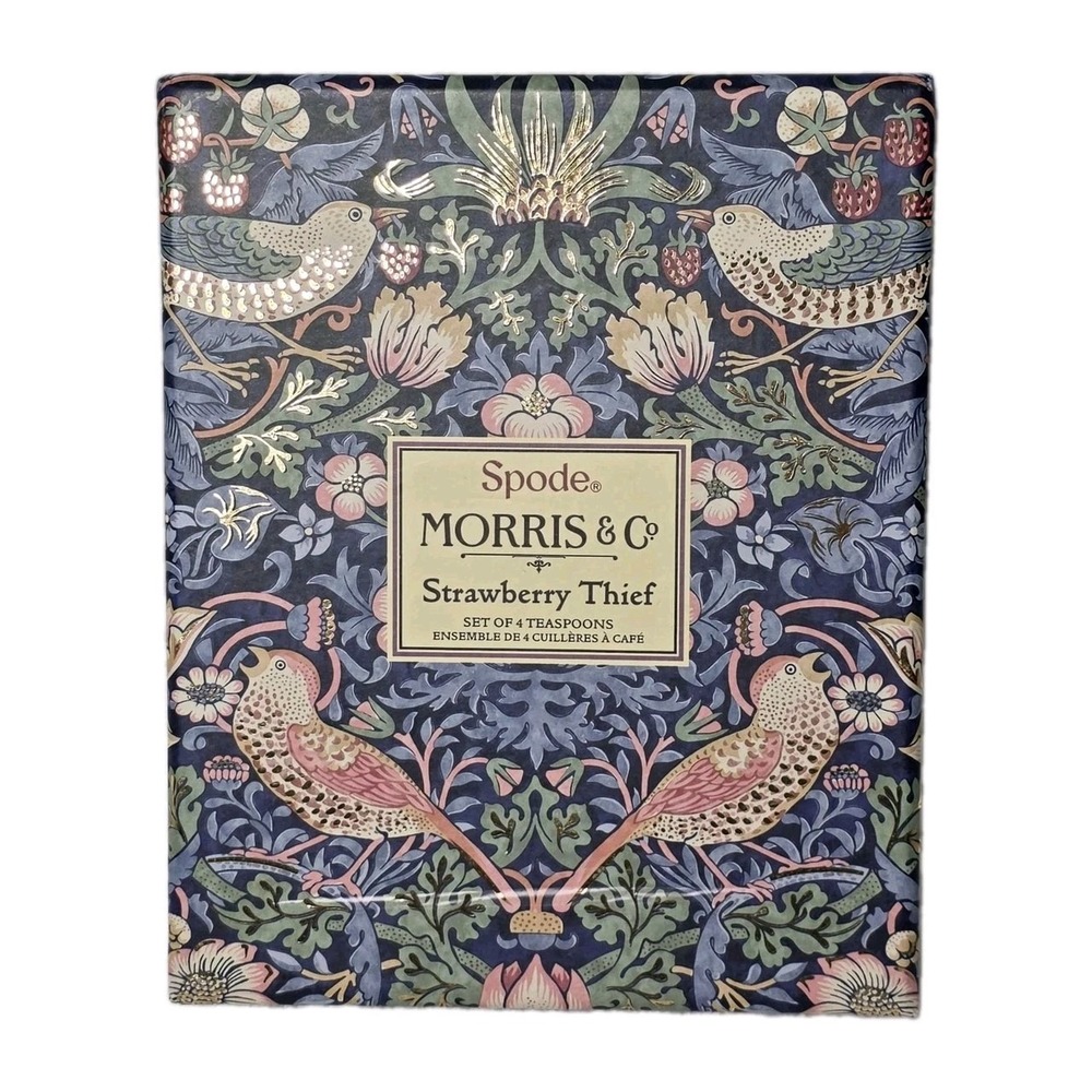 Spode Morris  & Co Strawberry  Thief Set Of 4 Teaspoons New In Box